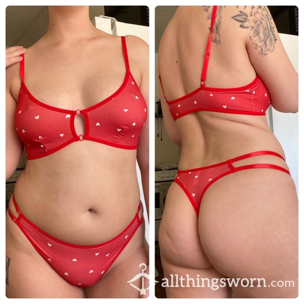 Red Hearts Cotton Two Piece Set