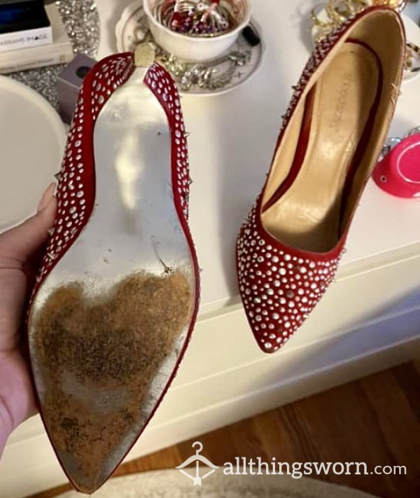 Red Heels With Silver Studs - US 9.5