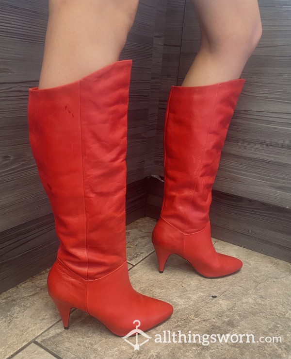 Red Hot Dominatrix Boots, Well Worn And Smelly 🔥