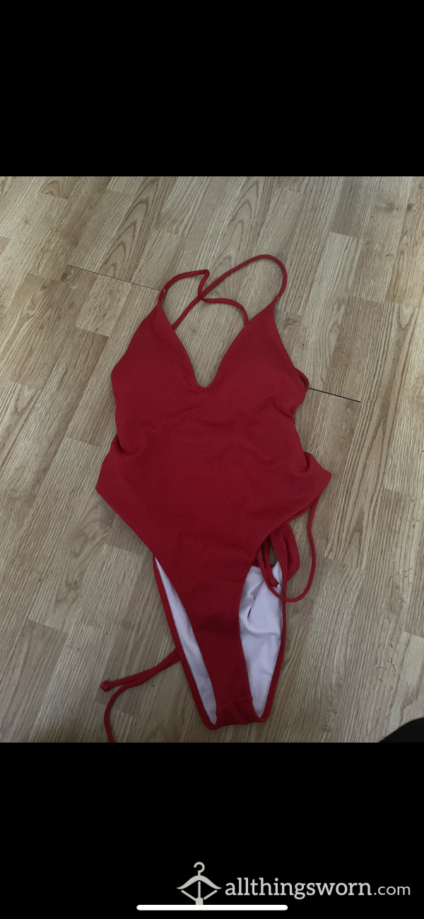 Red Lace Back Swimsuit