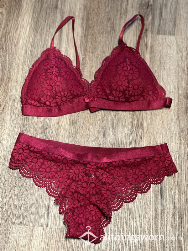 Red Lace Bra And Panties Set