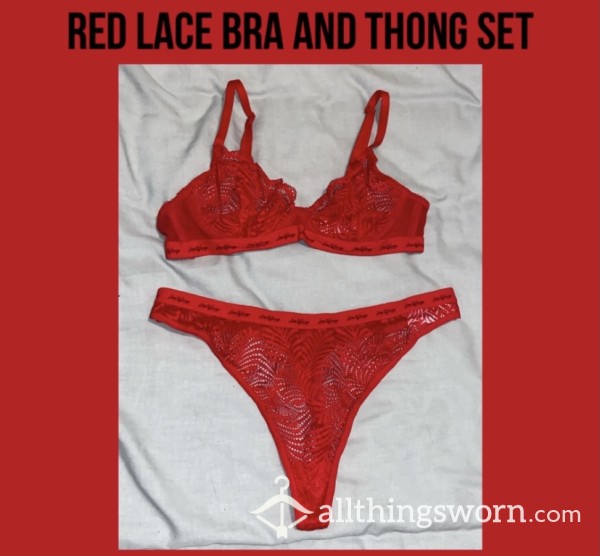 *reduced* Red Lace Bra And Thong Set❣️