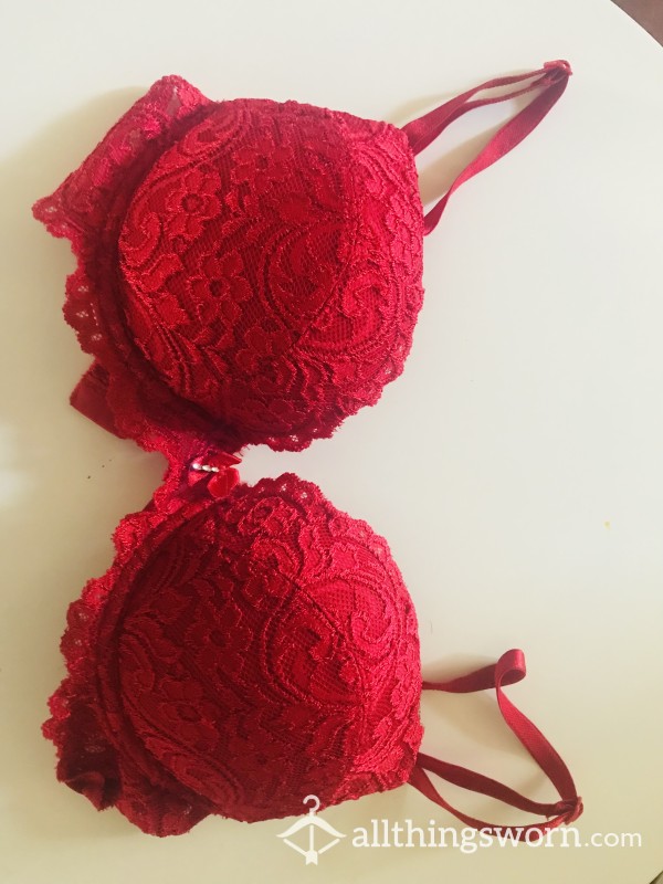 Red Lace Bra Well Worn