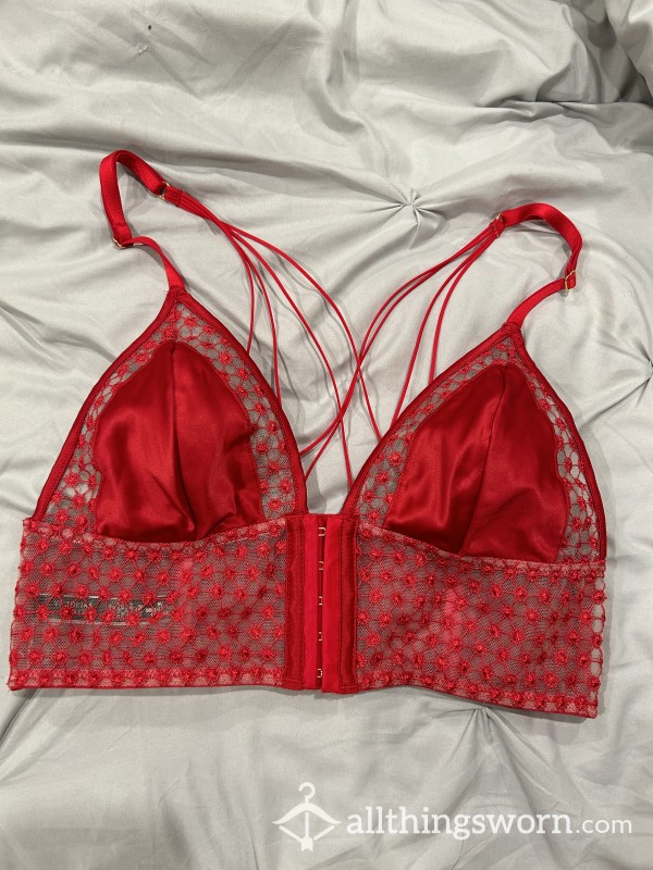 Red Lace Bra With Corset Clasps