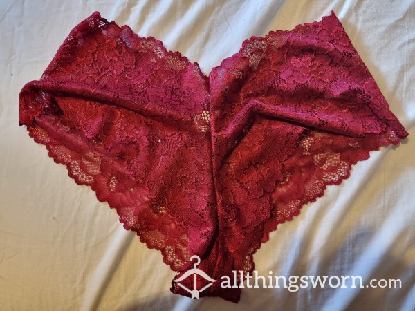 Red Lace Cheeky Knickers/Panties/Shorties - 24 Hour Wear - Addons Available, Kink Friendly.