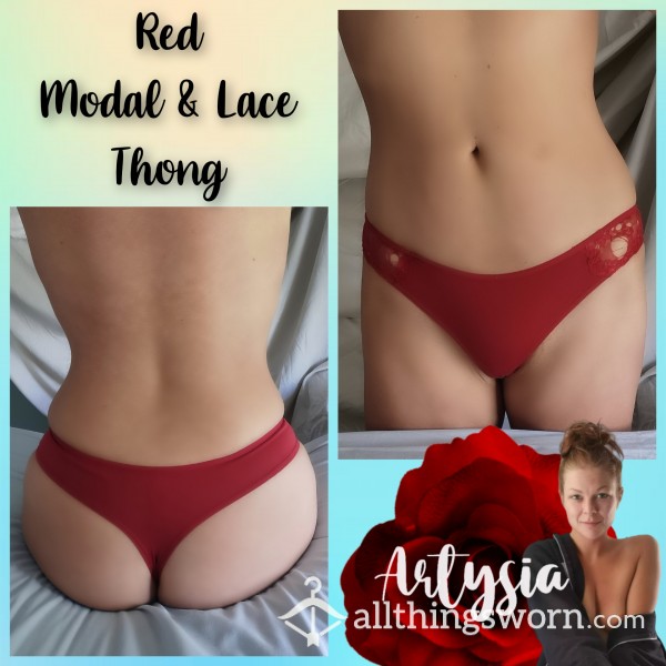 Red Lace & Modal Thong