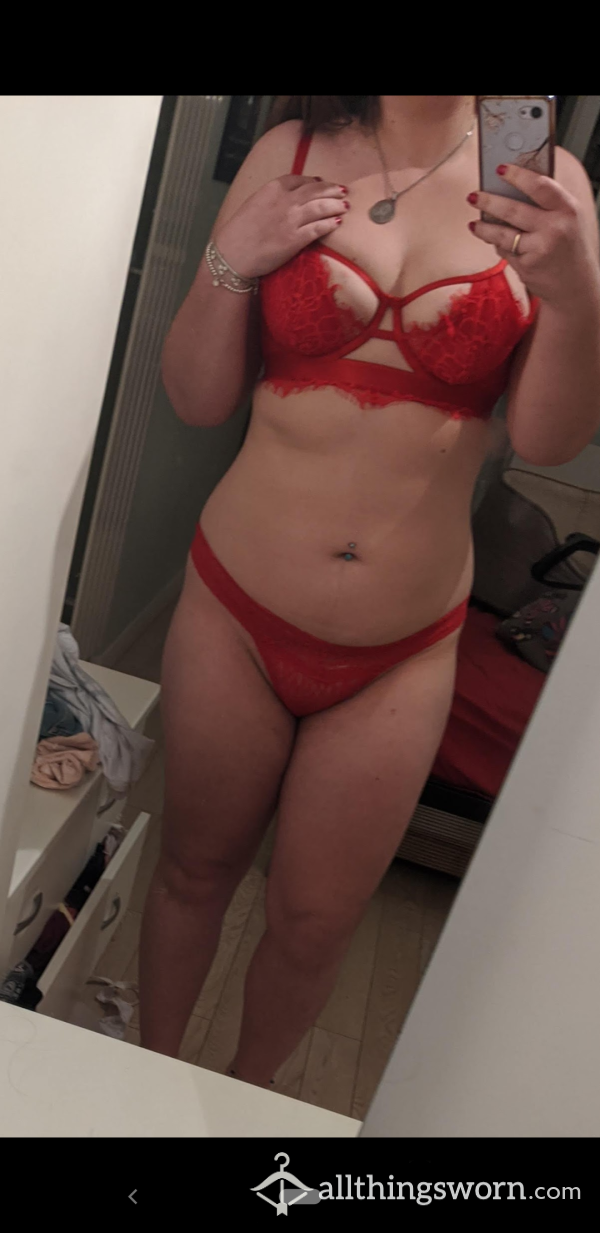 Red Lace Panties And Red Bra