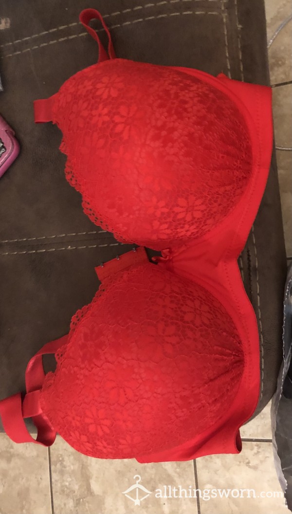 Red Lace Push Up Bra