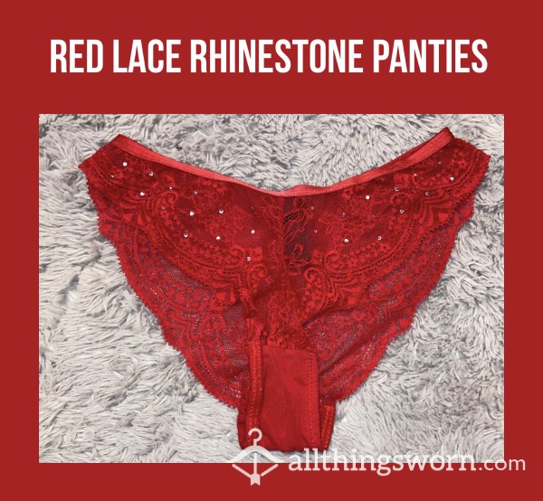 Red Lace Rhinestone Panties✨