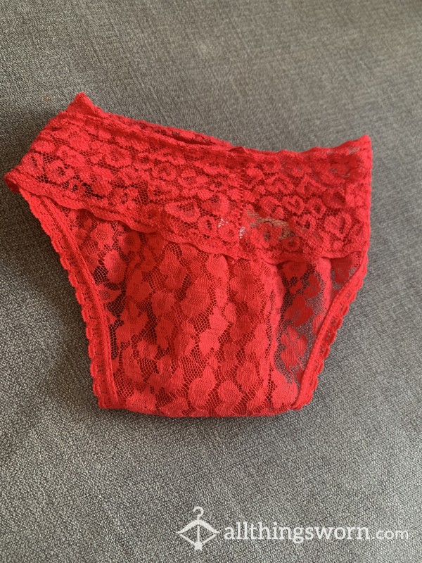 Red Lace Thong, 2 Days Worn