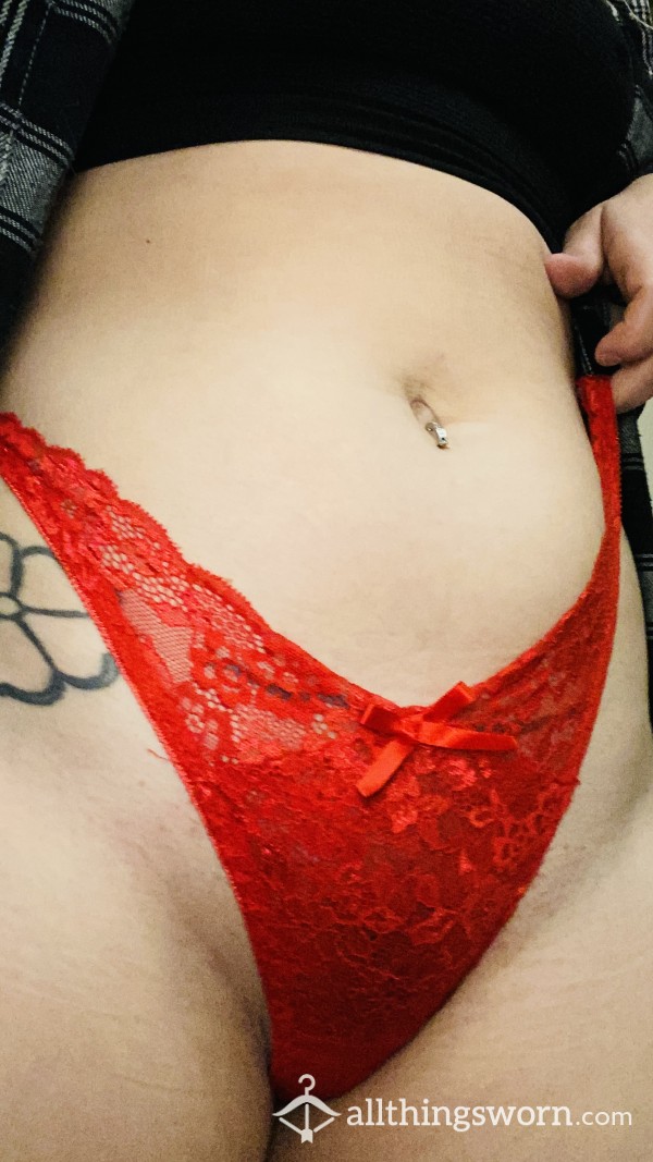 Red, Lace Thong