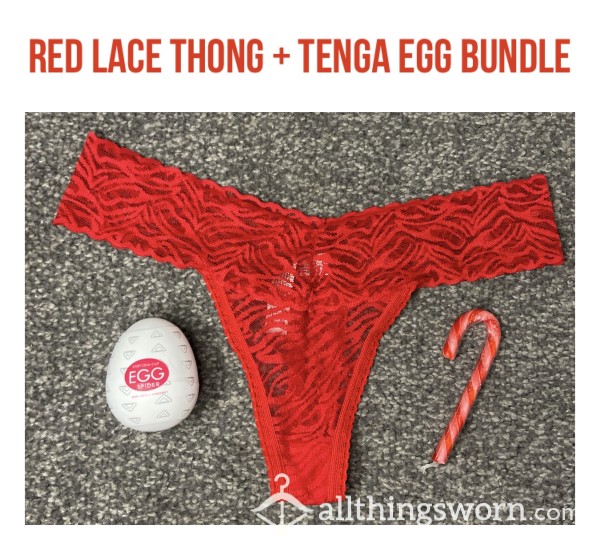 Red Lace Thong + Tenga Egg Bundle🌹