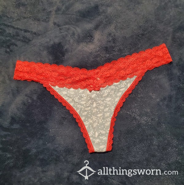 Red Lace Trim Thong