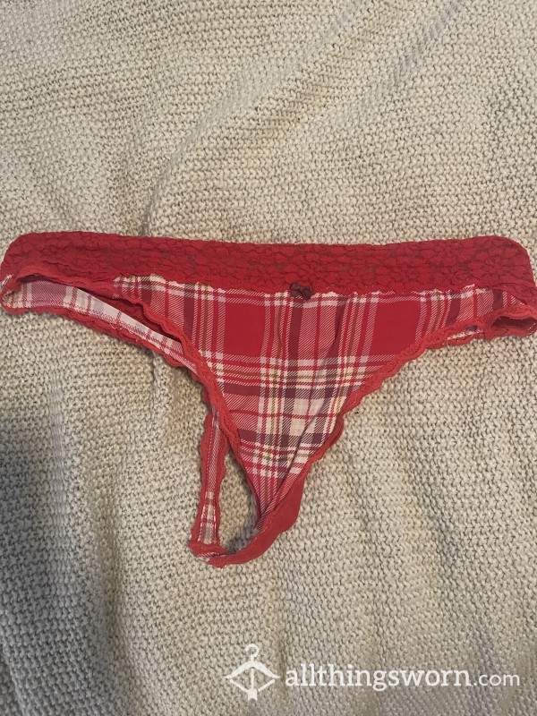 Red Lace/plaid Thong