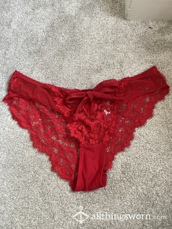 Red Lacey Sexy Panties- Custom Worn