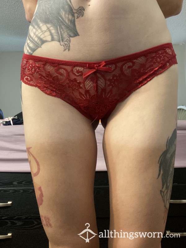Red Lacey Thong