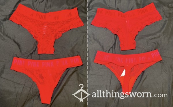 Red Lacey Thong Panties From PINK