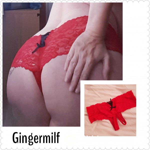 CLEARANCE PANTIES Lacy Crotchless Panties With Lace Up Detail
