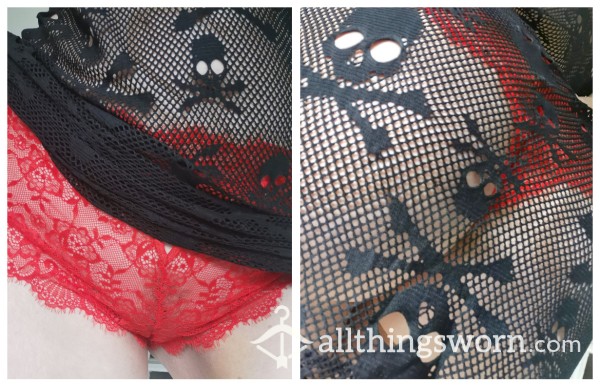 Red Lacy Knickers Cotton Gusset (2 Day)
