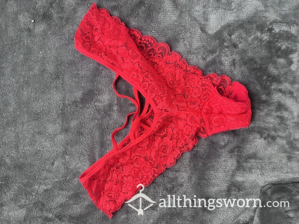 Red Lacy See Through Panties