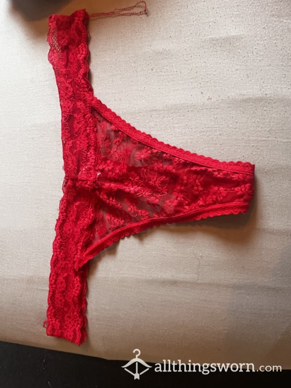 Red Lacy Thong