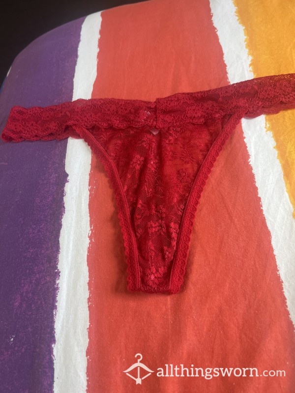 Red Lacy Thong