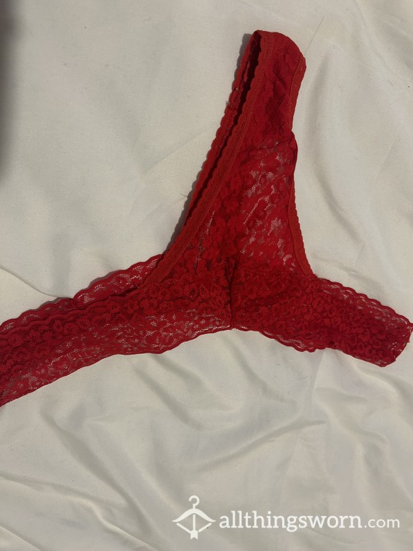 Red Lacy Thong, Worn For 24 Hours…. Photo/video Evidence Of Them Being Worn Included 😈