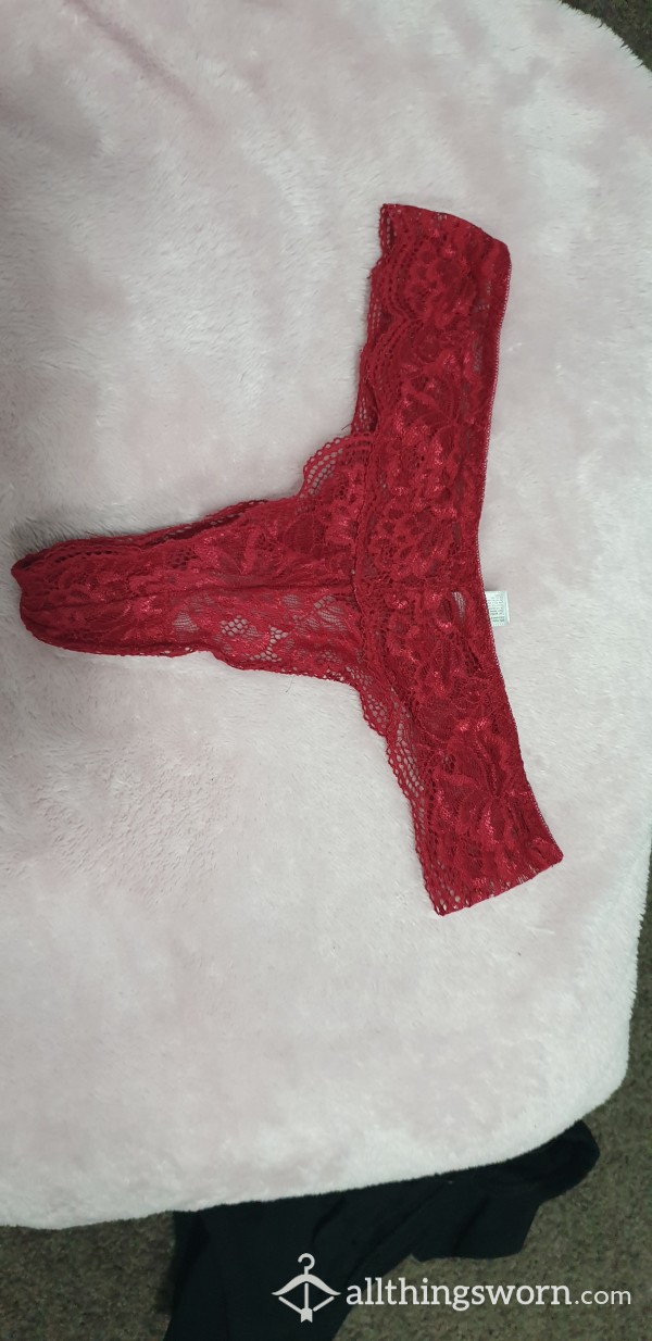 Red Lacy Thongs