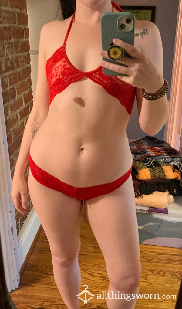 Red Lacy Well Worn Lingerie