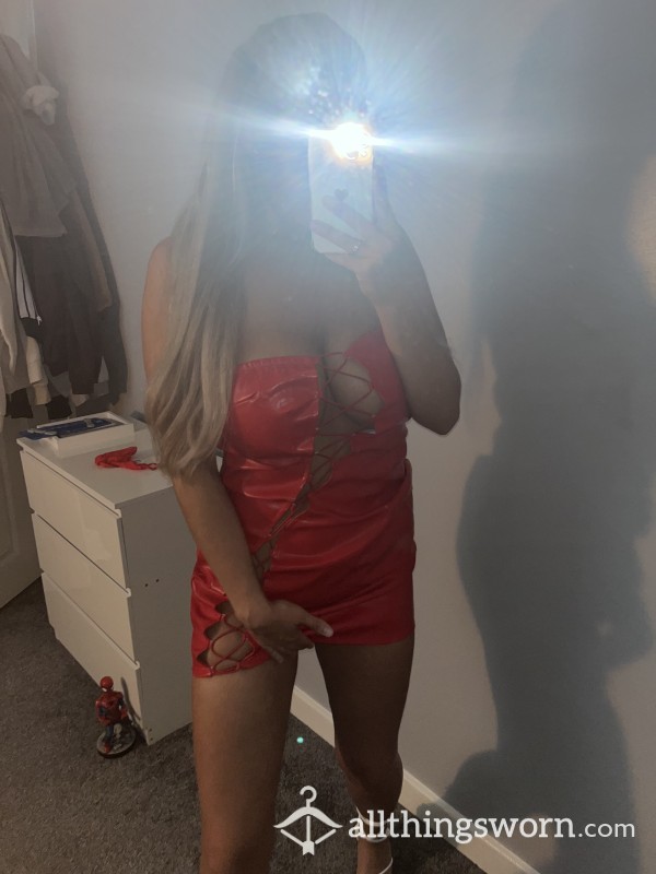 RED LEATHER DRESS. PERFECT FOR A SISSY ❤️