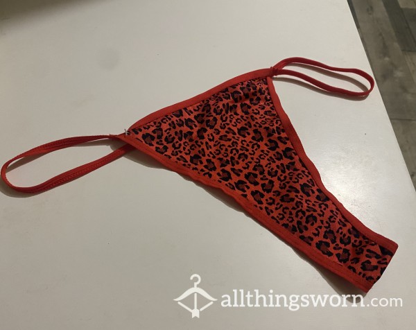 Red Leopard Print Silky Thong ❤️🖤