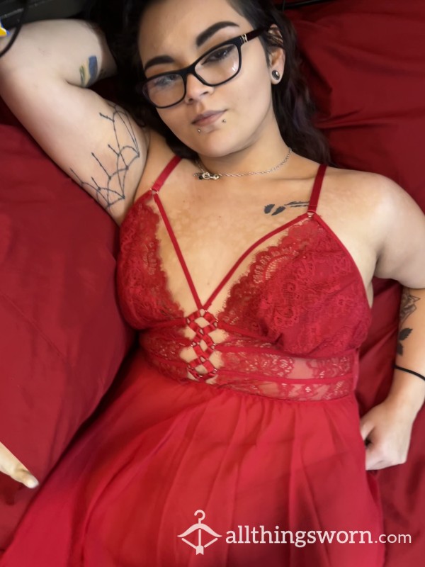 Red Lingerie Dress With Matching Thong