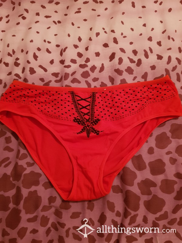 Red Knickers With Corset Pattern On Front With My Aroma