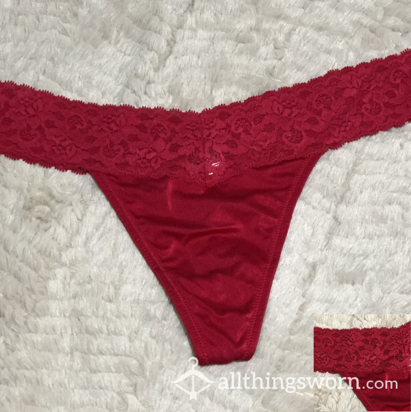 Red Maidenform Lace And Nylon Thong