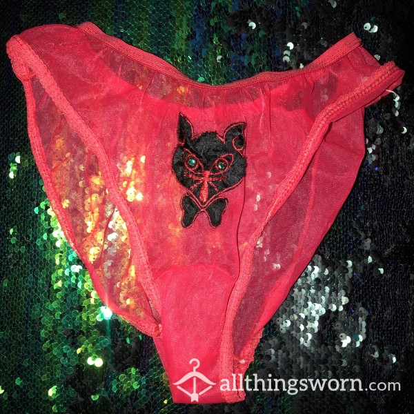 Red Mesh Kitty Panties 😻