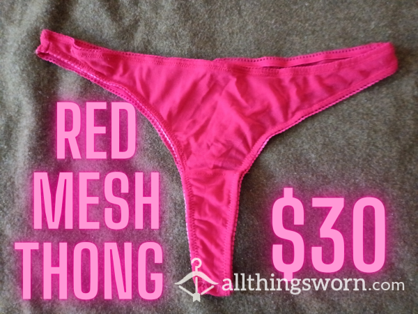 Red Mesh Thong