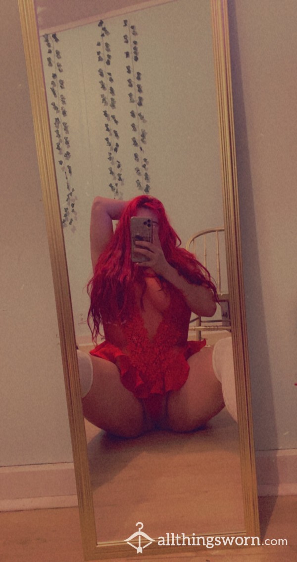 Red One Piece Lace Lingerie