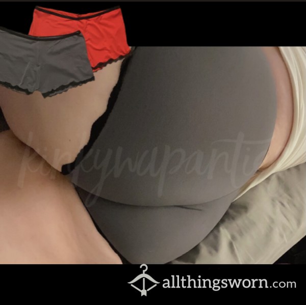 Red Or Gray Lace Trimmed Boyshorts - 2-day Wear & U.S. Shipping Included