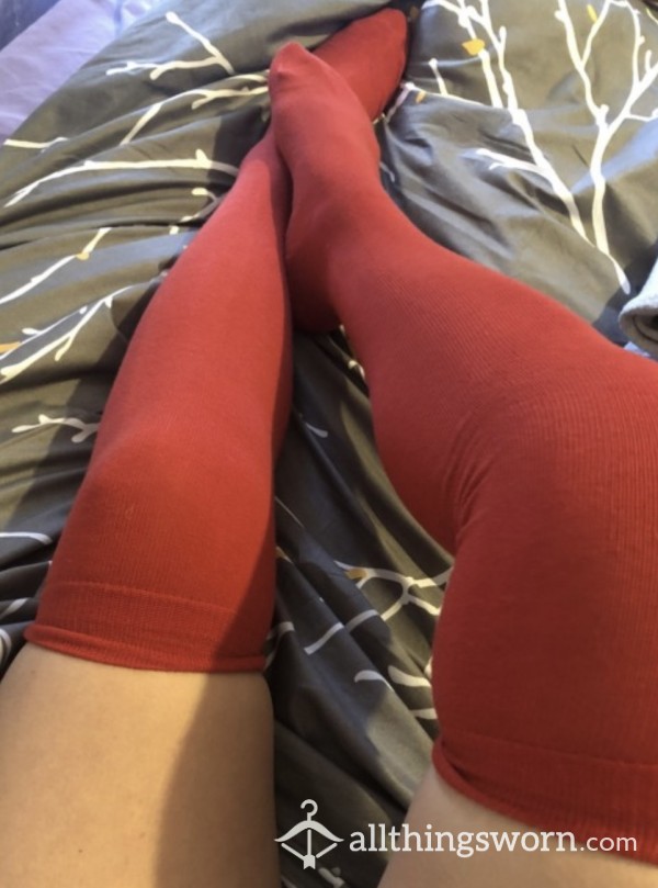 Red Over The Knee Socks