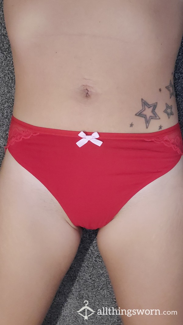 Red Panties Worn For 2 Days 🍓