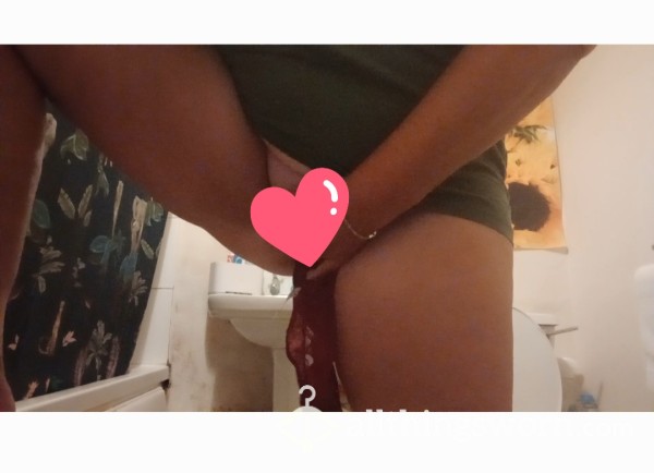 Red Panties Stuffed In My Pussy