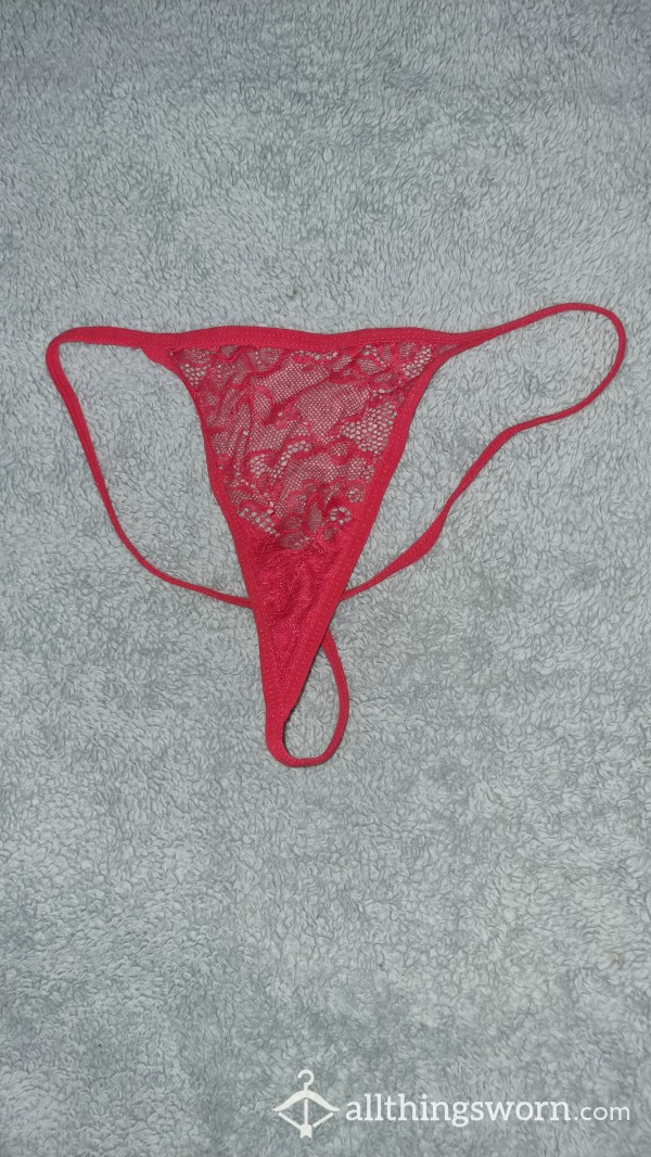 Red Patterned Laced G String