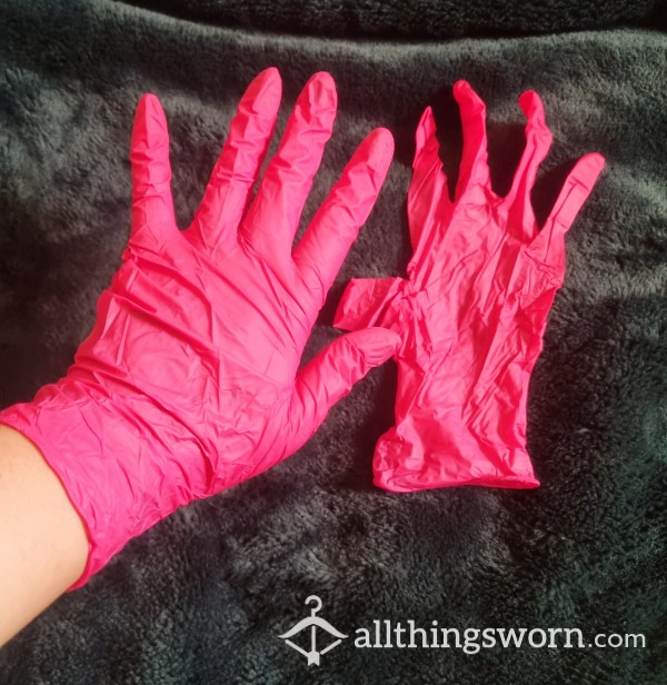 Red Pink Vinyl Gloves Customs Available ❤️