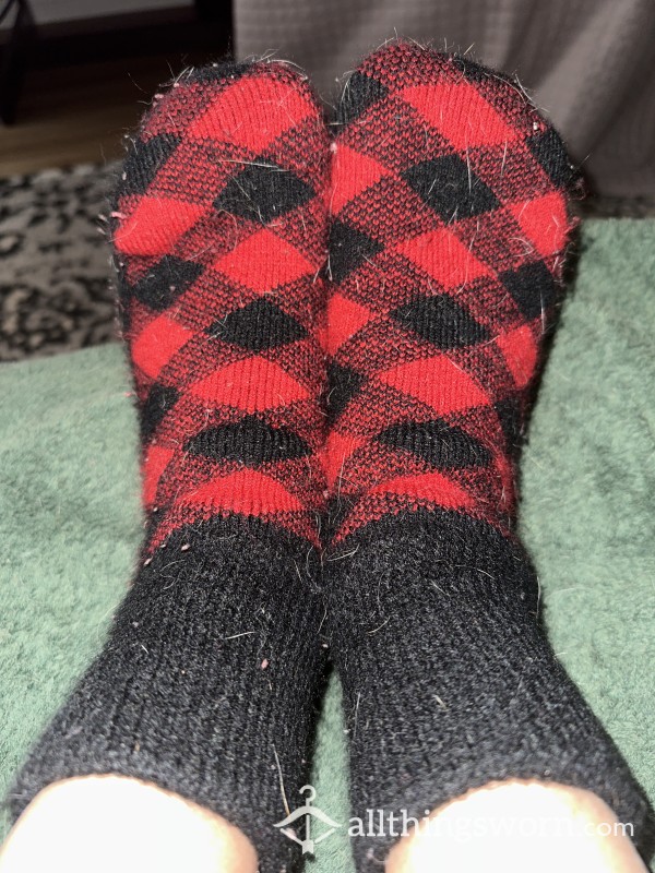 Red Plaid Slipper Socks