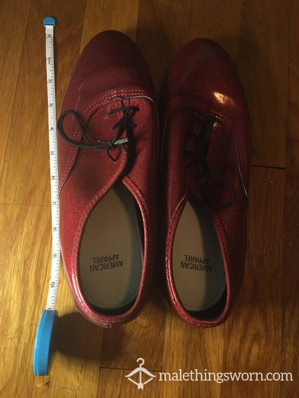 Red Ruby Glamor Sparkling HARDLY USED Shoes Slip Ons- AMERICAN APPAREL - Size 11 (No Longer Sold In Stores)