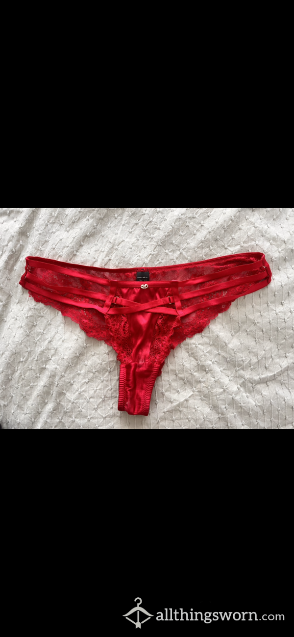 Red Satin And Lace Playboy Panties