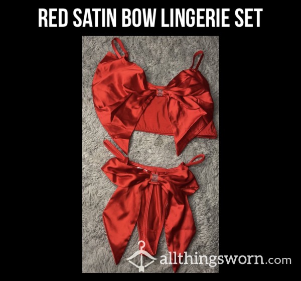 Red Satin Bow Lingerie Set🎁
