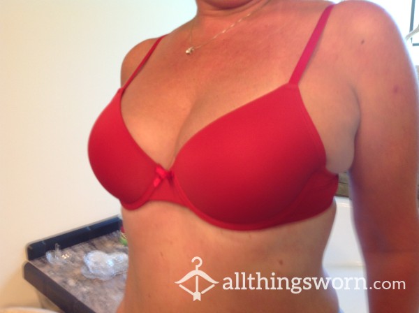 36C Red Push Up Bra With Red Bow ❤️ 48 Hrs Wear Included