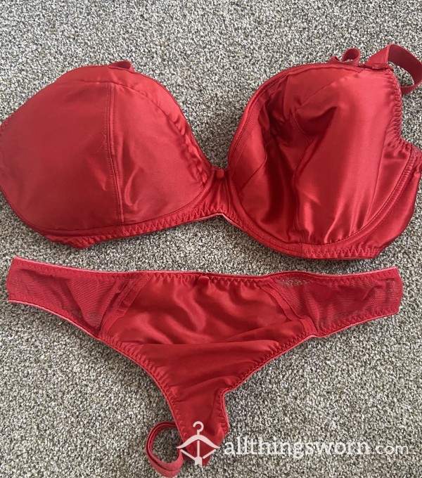 Red Satin Bra And Thong