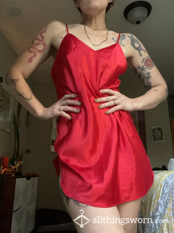 Red Satin Lingerie Nighty Dress